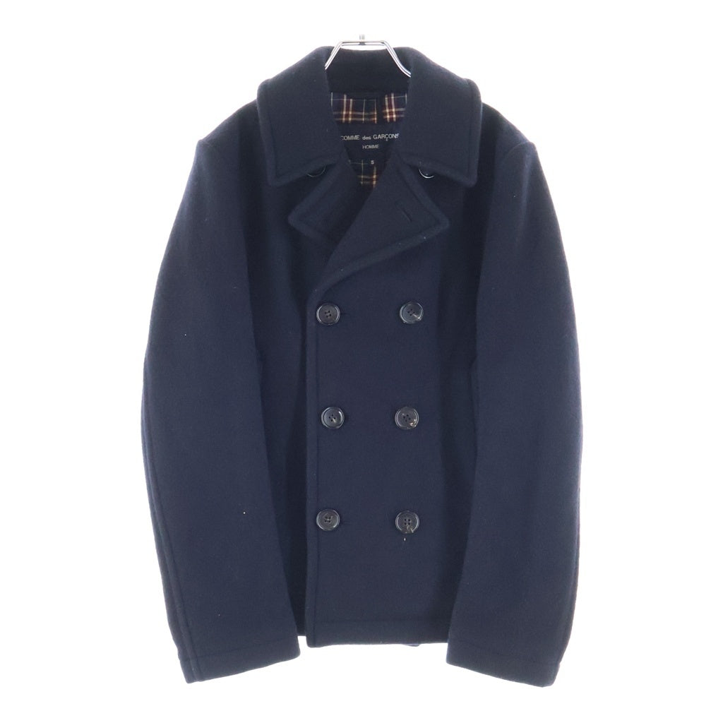 COMME des GARCONS HOMME(コムデギャルソンオム) 09AW 裏地チェック柄 ウール ピーコート ブラック HD-C-107