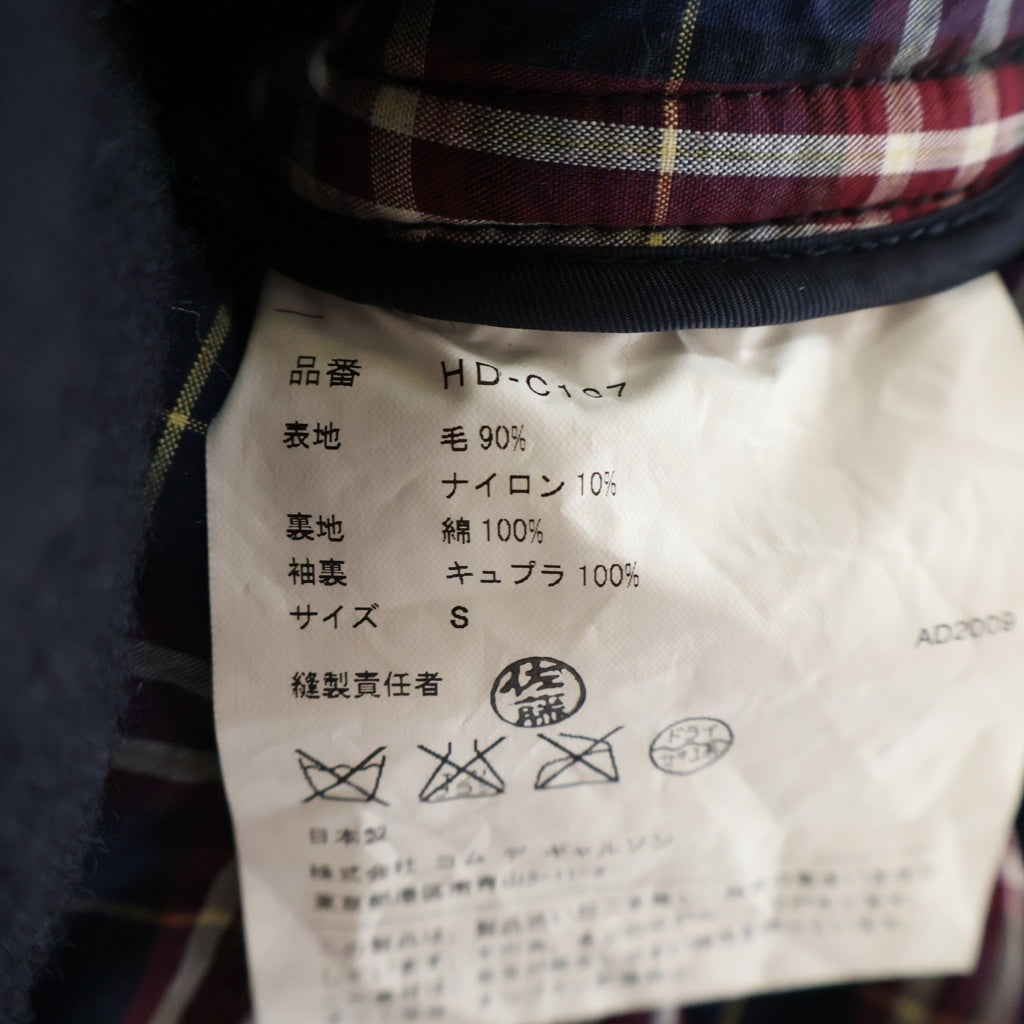 COMME des GARCONS HOMME(コムデギャルソンオム) 09AW 裏地チェック柄 ウール ピーコート ブラック HD-C-107