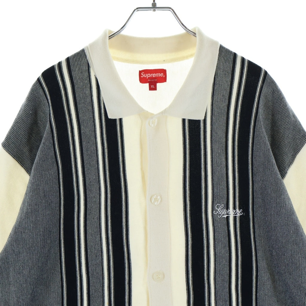 SUPREME(シュプリーム) 22SS Stripe Button Up Polo ストライプ ボタンアップ ニットポロシャツ ホワイト