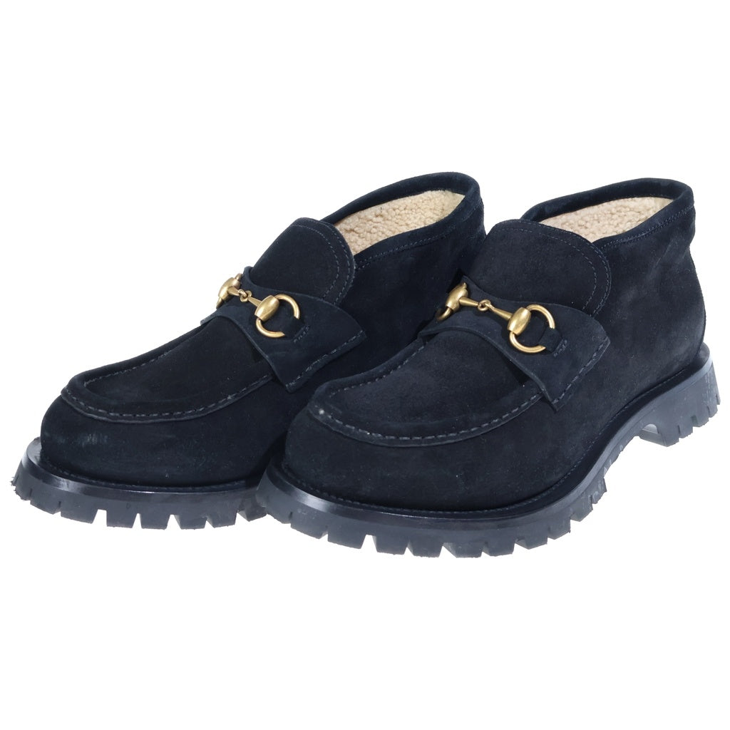 GUCCI(グッチ) ホースビット スウェードレザー ムートンアンクルブーツ ブラック