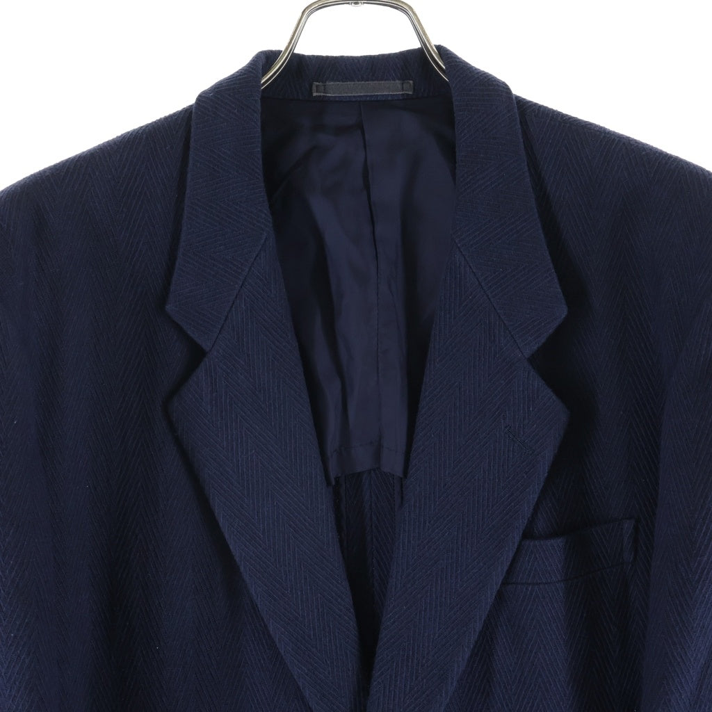 COMME des GARCONS HOMME(コムデギャルソンオム) 80s ヘリンボーンコットンテーラードジャケット ネイビー HJ-02004M