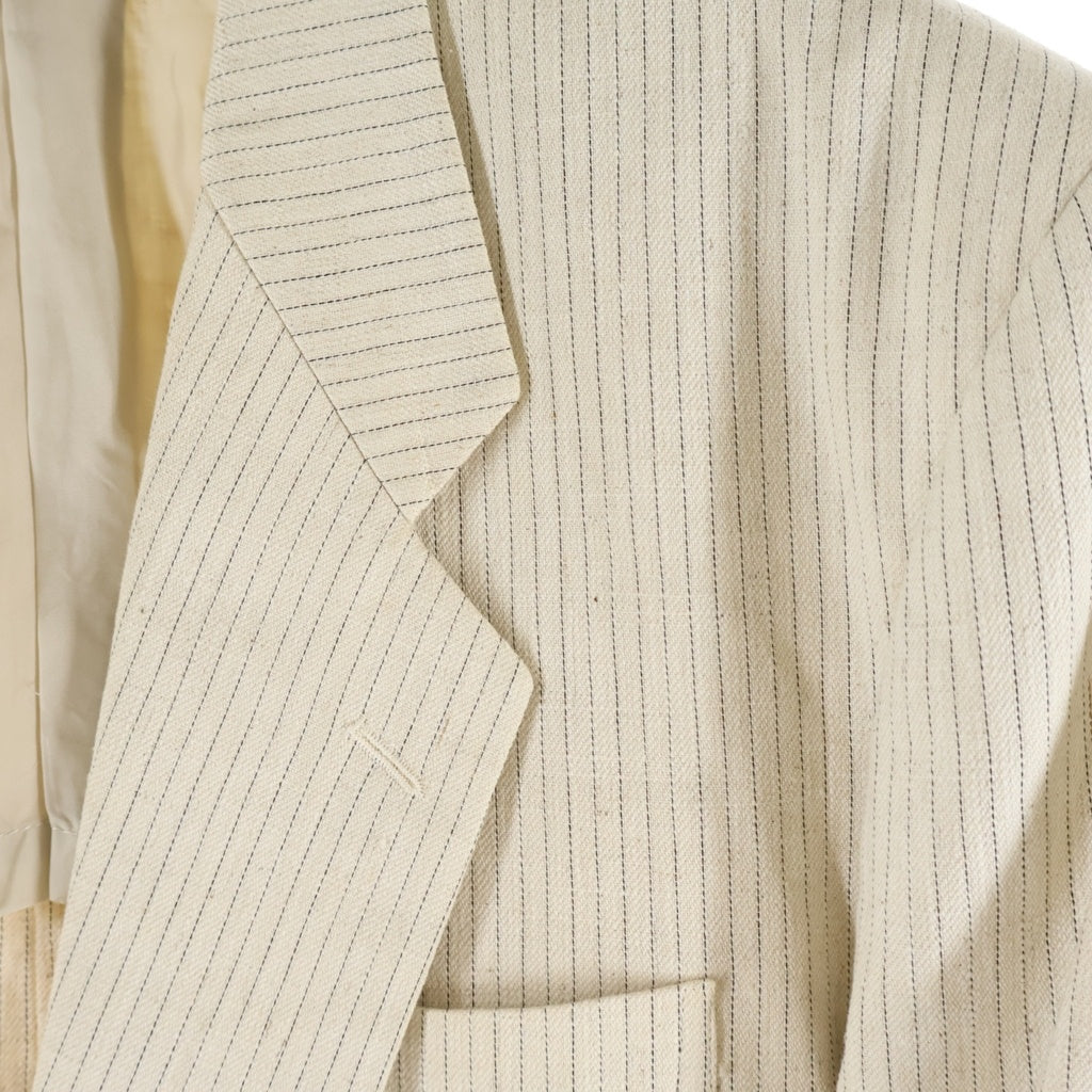 COMME des GARCONS HOMME(コムデギャルソンオム) 90s 田中オム期 リネン混 ピンストライプテーラードジャケット アイボリー HJ-02010M
