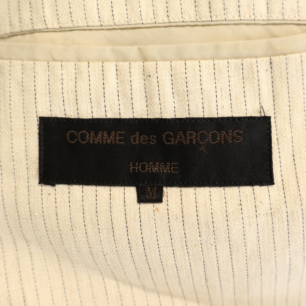 COMME des GARCONS HOMME(コムデギャルソンオム) 90s 田中オム期 リネン混 ピンストライプテーラードジャケット アイボリー HJ-02010M