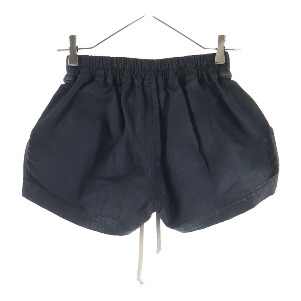 Rick Owens DRKSHDW(リックオウエンス ダークシャドウ) FOG BOXERS フォグ ボクサーズ ワックス加工ドローストリングデニムショートパンツ レディース ブラック DS02E7319-SBW