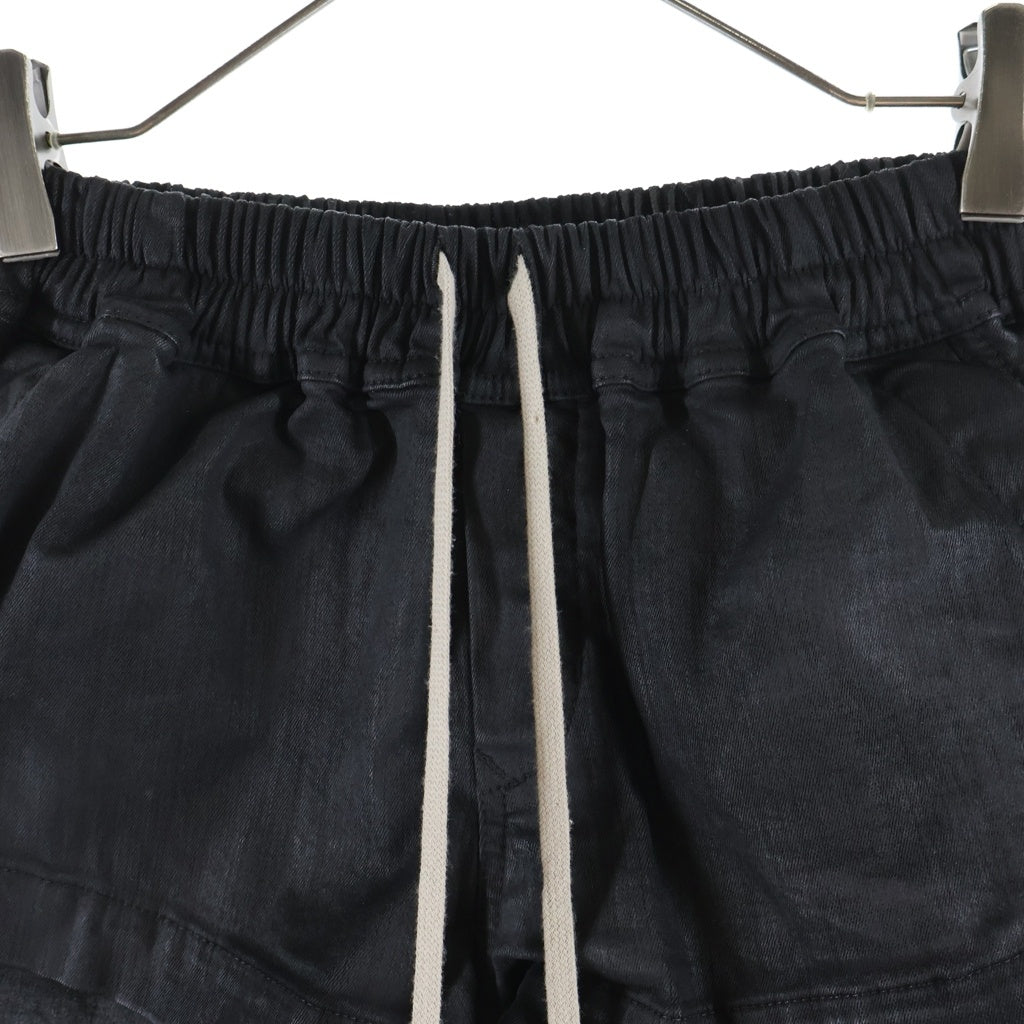 Rick Owens DRKSHDW(リックオウエンス ダークシャドウ) FOG BOXERS フォグ ボクサーズ ワックス加工ドローストリングデニムショートパンツ レディース ブラック DS02E7319-SBW