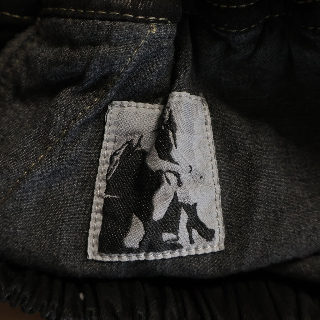 Rick Owens DRKSHDW(リックオウエンス ダークシャドウ) FOG BOXERS フォグ ボクサーズ ワックス加工ドローストリングデニムショートパンツ レディース ブラック DS02E7319-SBW