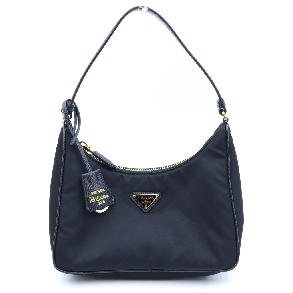 PRADA(プラダ) Re-Edition 2005 Re-Nylon トライアングルプレート リナイロン ハンドバッグ ブラック 1N204X レディース