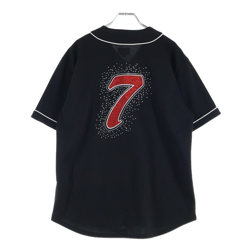 SUPREME(シュプリーム) 20SS Rhinestone Baseball Jersey ロゴ ラインストーン ベースボールシャツ ブラック