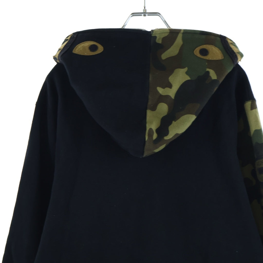 A BATHING APE(アベイシングエイプ) ×UNDEFEATED WOODLAND CAMO SHARK HOODIE アンディフィーデッド ウッドランド シャーク フルジップアップパーカー ブラック/カモ
