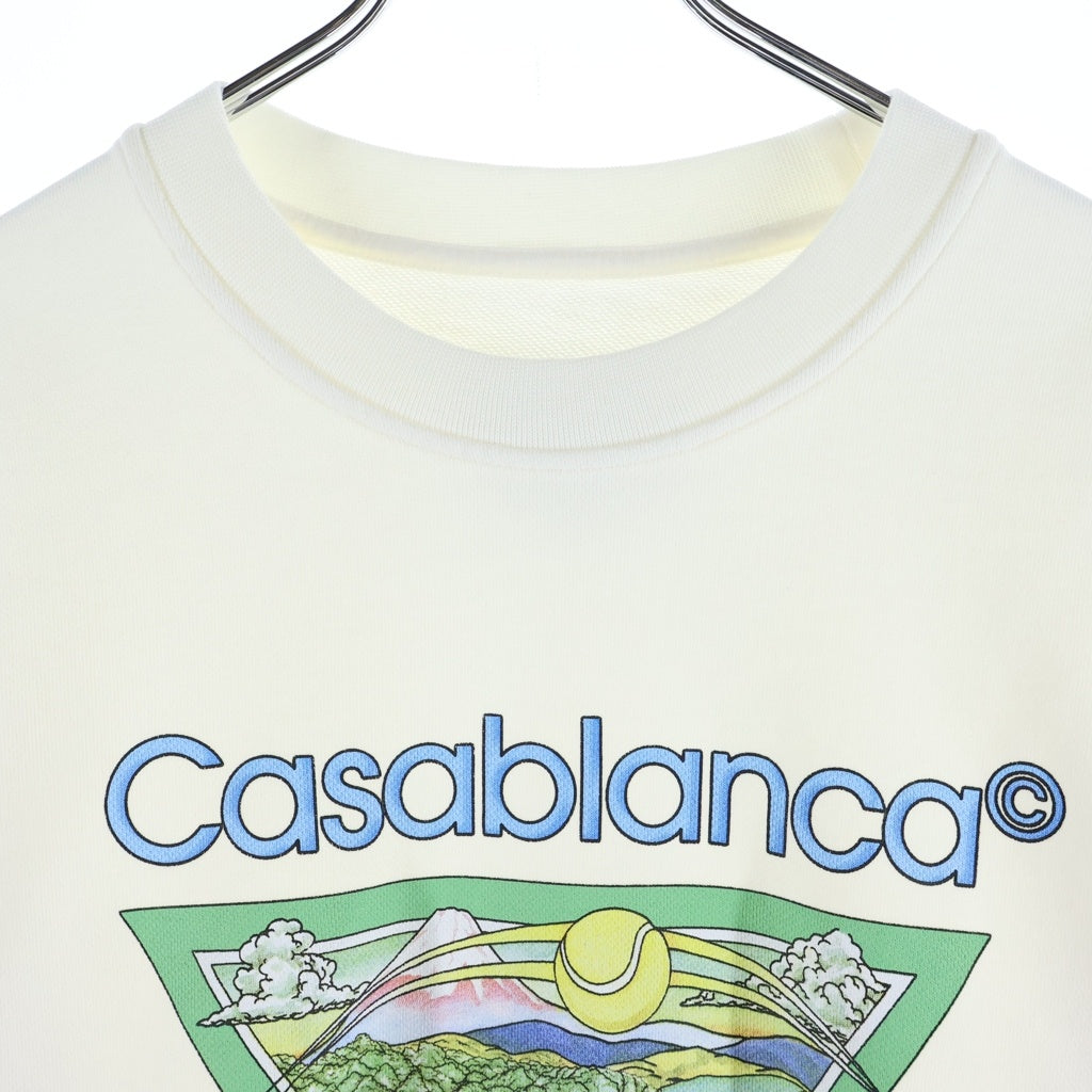 CASABLANCA(カサブランカ) 22SS Tennis Club Sweatshirt フロントプリント クルーネック長袖スウェットトレーナー ホワイト MS22-JTP-001