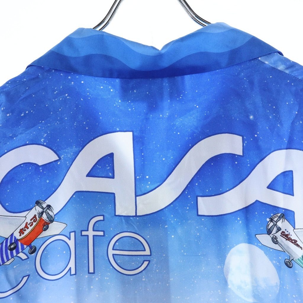 CASABLANCA(カサブランカ) 22SS Casa Cafe 長袖シルクシャツ ブルー MS22-SH-006