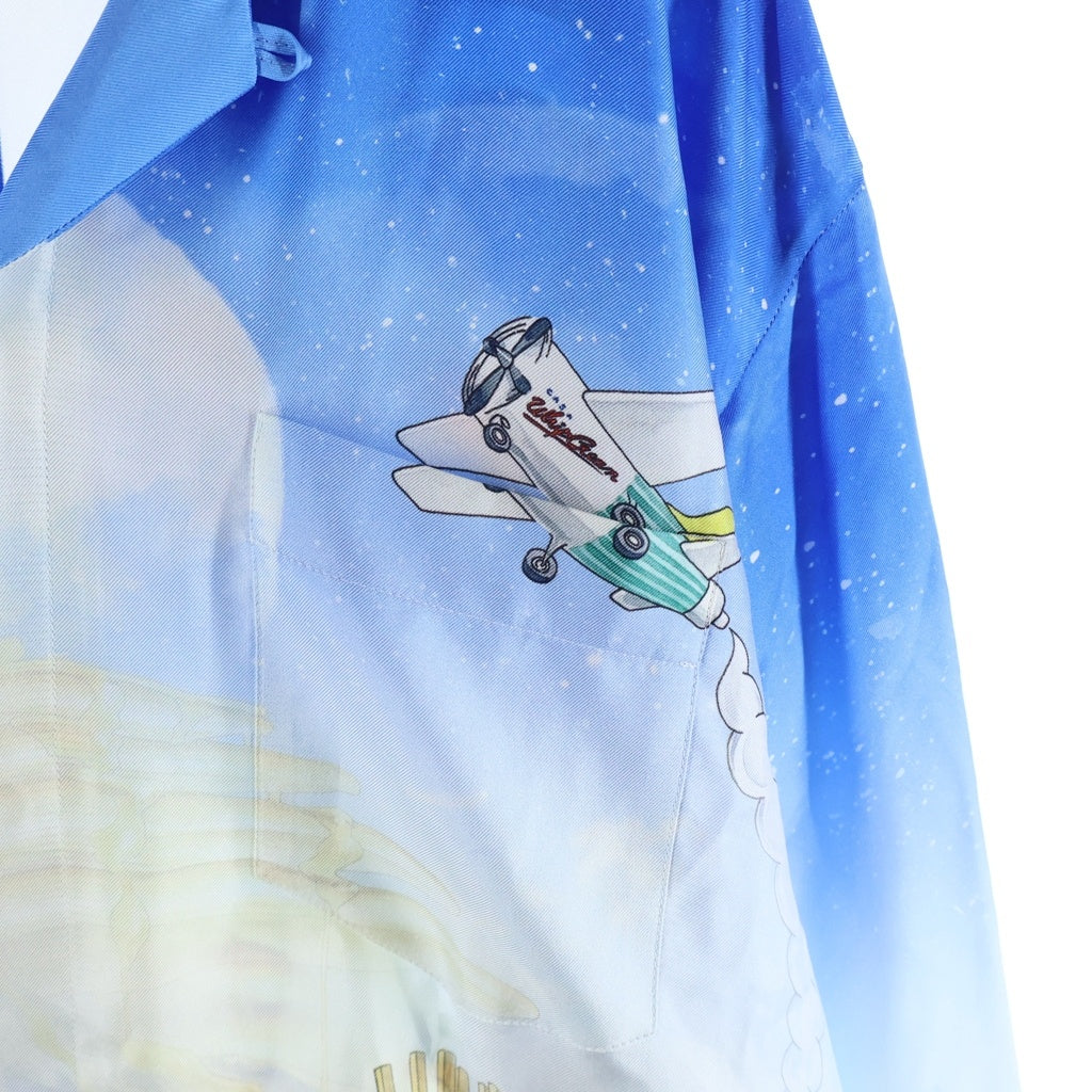 CASABLANCA(カサブランカ) 22SS Casa Cafe 長袖シルクシャツ ブルー MS22-SH-006