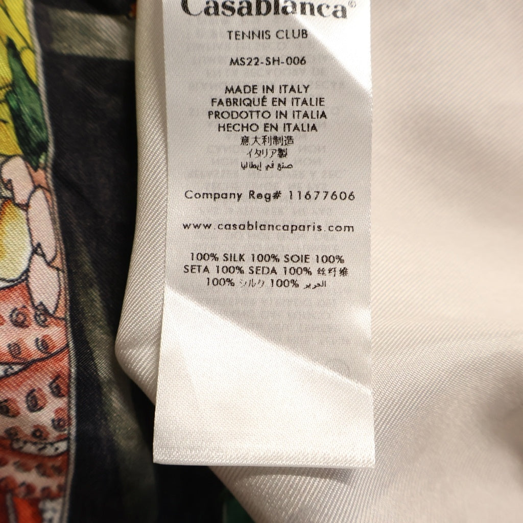 CASABLANCA(カサブランカ) 22SS Casa Cafe 長袖シルクシャツ ブルー MS22-SH-006