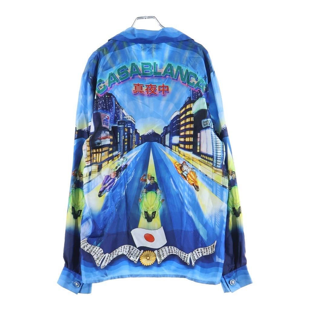 CASABLANCA(カサブランカ) 22SS Tokyo Night 長袖シルクシャツ ブルー MS22-SH-006