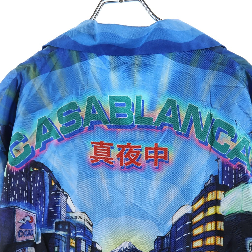CASABLANCA(カサブランカ) 22SS Tokyo Night 長袖シルクシャツ ブルー MS22-SH-006