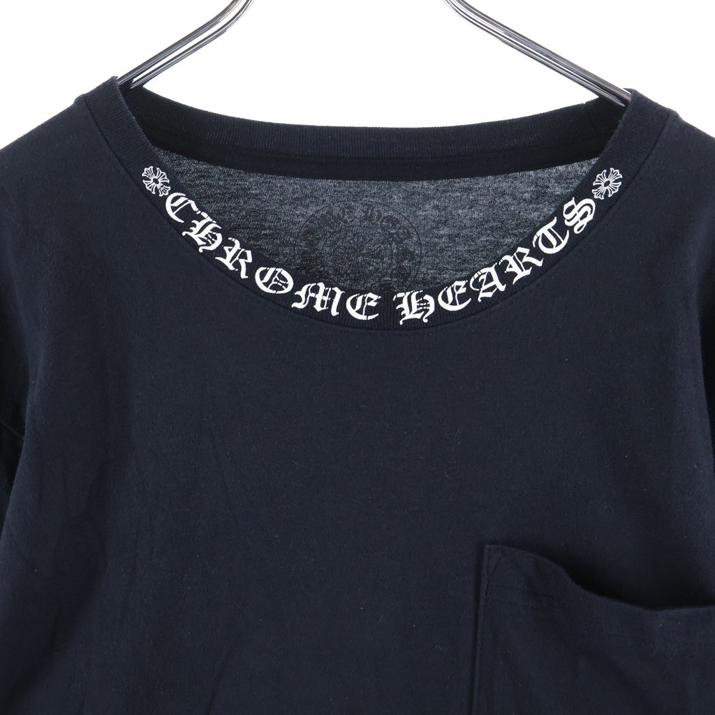 CHROME HEARTS(クロムハーツ) CH NECK LOGO L/S TEE ネックロゴ 袖ロゴプリント クルーネック長袖Tシャツカットソー ブラック