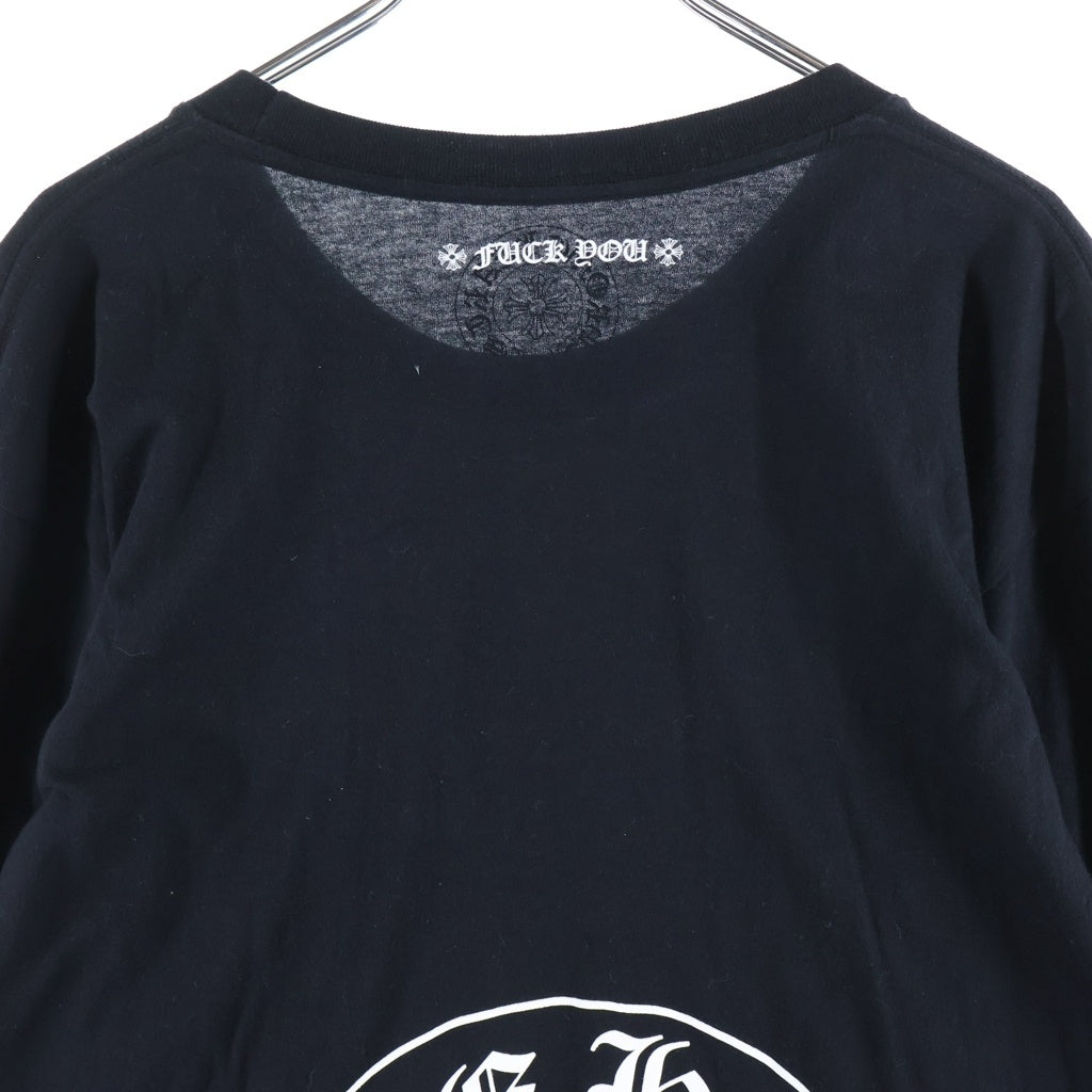 CHROME HEARTS(クロムハーツ) FLRL CRS HORSESHOE L/S TEE アームフローラルプリント バックホースシュー クルーネック長袖Tシャツカットソー ブラック