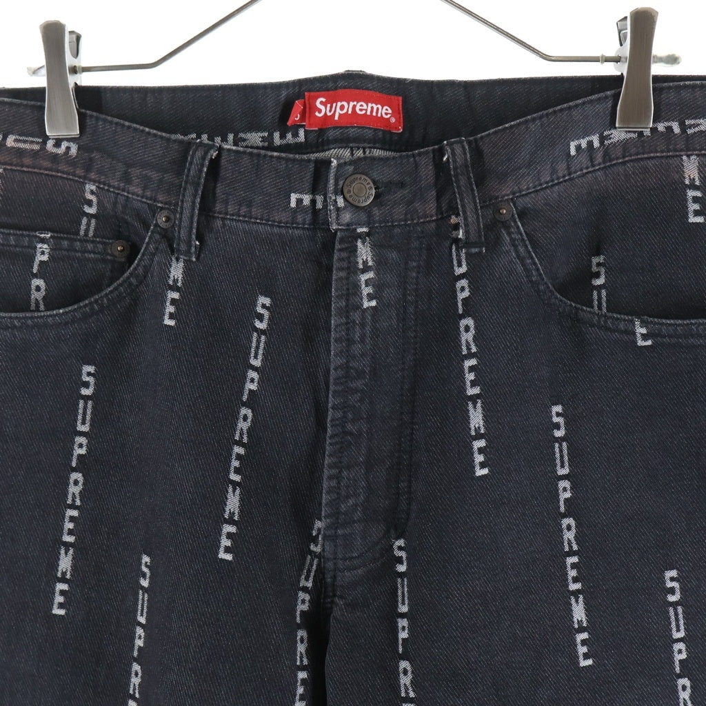 SUPREME(シュプリーム) 20AW Logo Stripe Jacquard Regular Jean ロゴストライプ ジップフライジャガードデニムパンツ ブラック