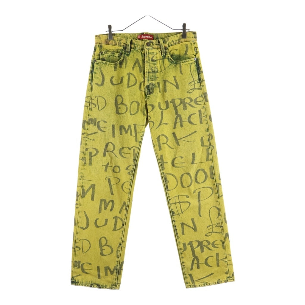 SUPREME(シュプリーム) 20AW Black Ark Regular Jean 総柄 ボタンフライデニムパンツ イエロー