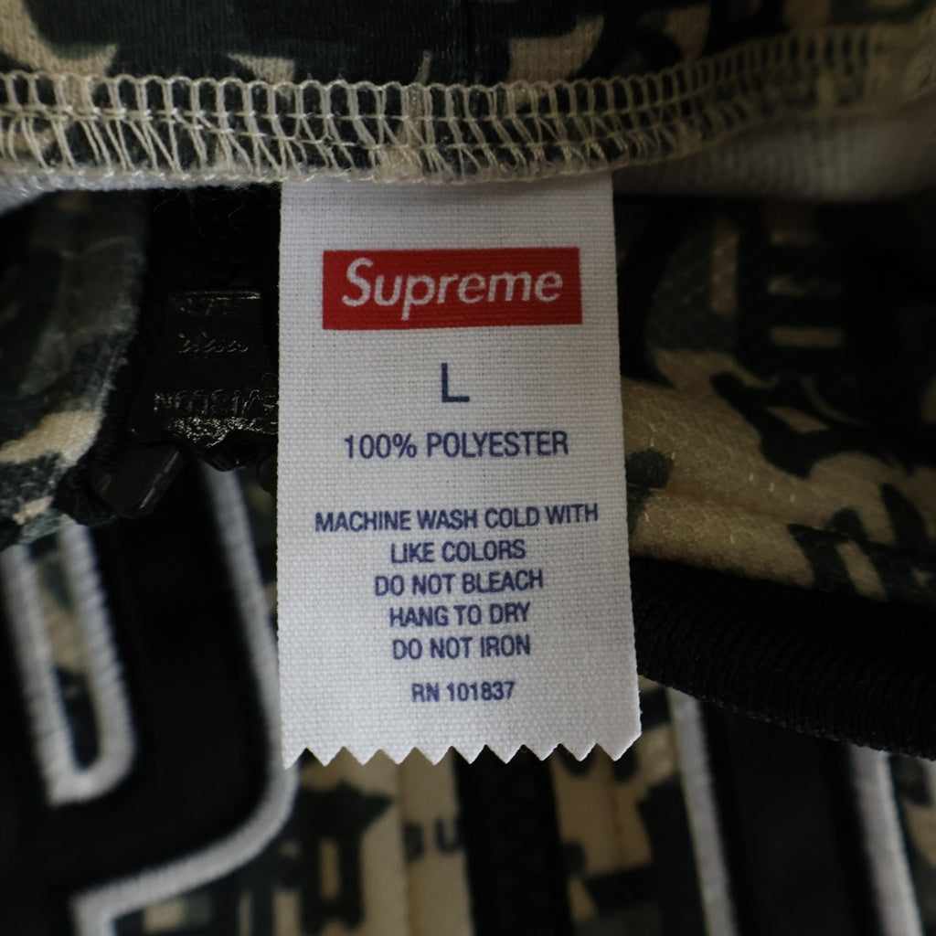 SUPREME(シュプリーム) 21AW Kanji Camo Zip Up Baseball Jersey 総柄漢字カモ ロゴワッペン 半袖ベースボールシャツ カーキ