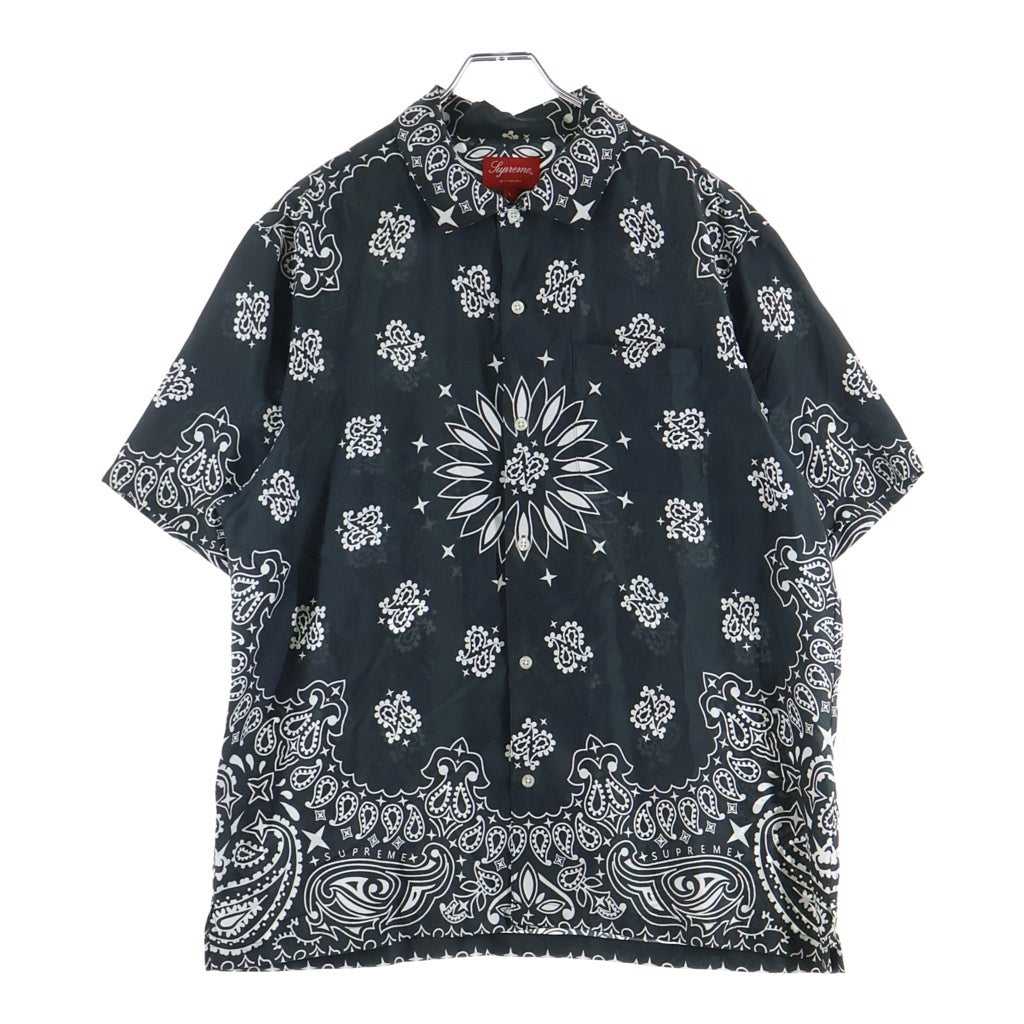 SUPREME(シュプリーム) 21SS Bandana Silk S/S バンダナ総柄 半袖シルクシャツ ブラック