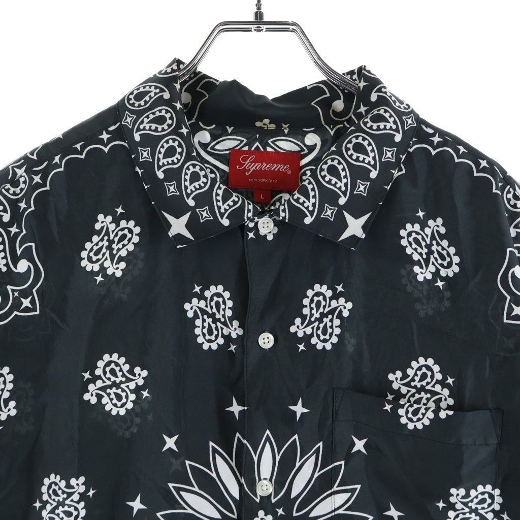 SUPREME(シュプリーム) 21SS Bandana Silk S/S バンダナ総柄 半袖シルクシャツ ブラック