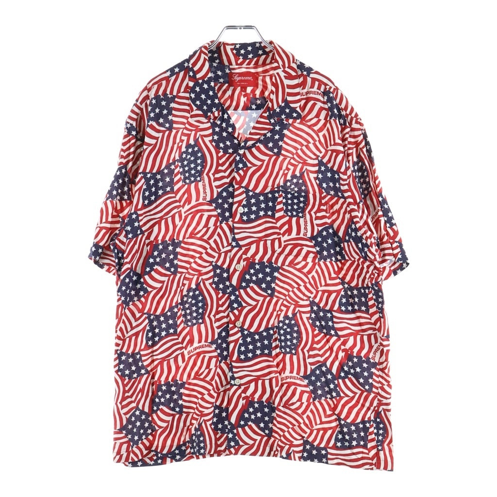 SUPREME(シュプリーム) 20SS Flags Rayon S/S Shirt 星条旗総柄 半袖開襟レーヨンシャツ レッド
