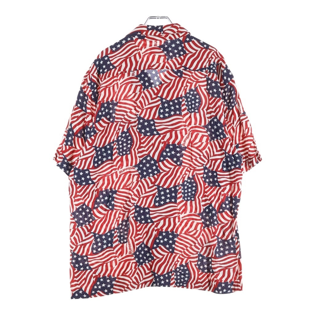 SUPREME(シュプリーム) 20SS Flags Rayon S/S Shirt 星条旗総柄 半袖開襟レーヨンシャツ レッド