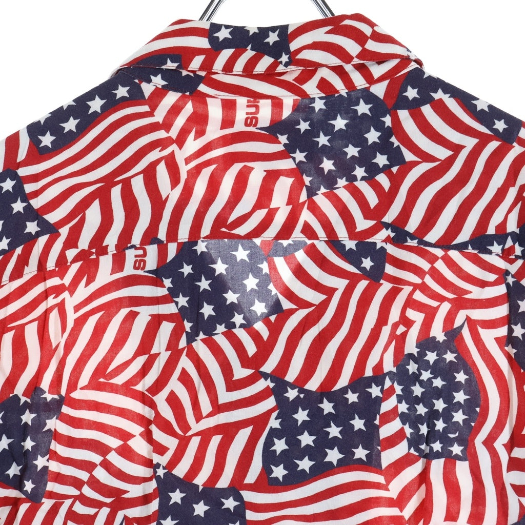 SUPREME(シュプリーム) 20SS Flags Rayon S/S Shirt 星条旗総柄 半袖開襟レーヨンシャツ レッド