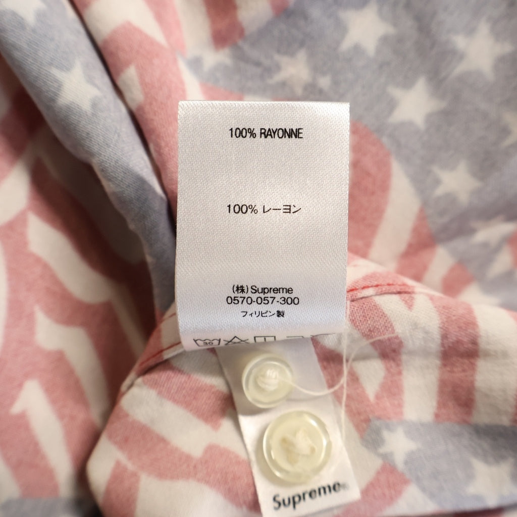 SUPREME(シュプリーム) 20SS Flags Rayon S/S Shirt 星条旗総柄 半袖開襟レーヨンシャツ レッド