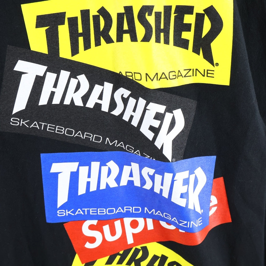 SUPREME(シュプリーム) 21AW ×THRASHER Multi logo L/S Tee ×スラッシャー マルチロゴ クルーネック長袖Tシャツカットソー ブラック