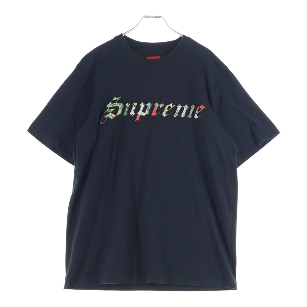 SUPREME(シュプリーム) 21SS Floral Applique S/S Tee フロントロゴパッチ クルーネック半袖Tシャツカットソー ブラック