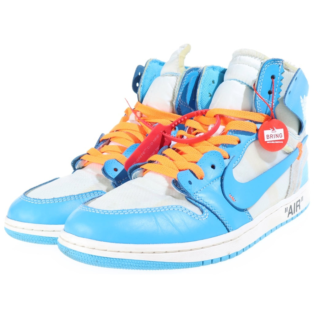 NIKE(ナイキ) ×Off-White Air Jordan 1 High オフホワイト エアジョーダン1 UNC ハイカットスニーカー ブルー US10.5/28.5cm AQ0818-148