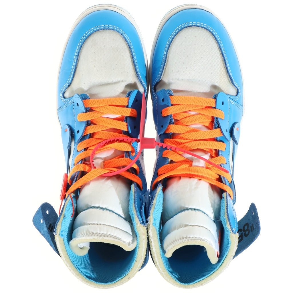 NIKE(ナイキ) ×Off-White Air Jordan 1 High オフホワイト エアジョーダン1 UNC ハイカットスニーカー ブルー US10.5/28.5cm AQ0818-148