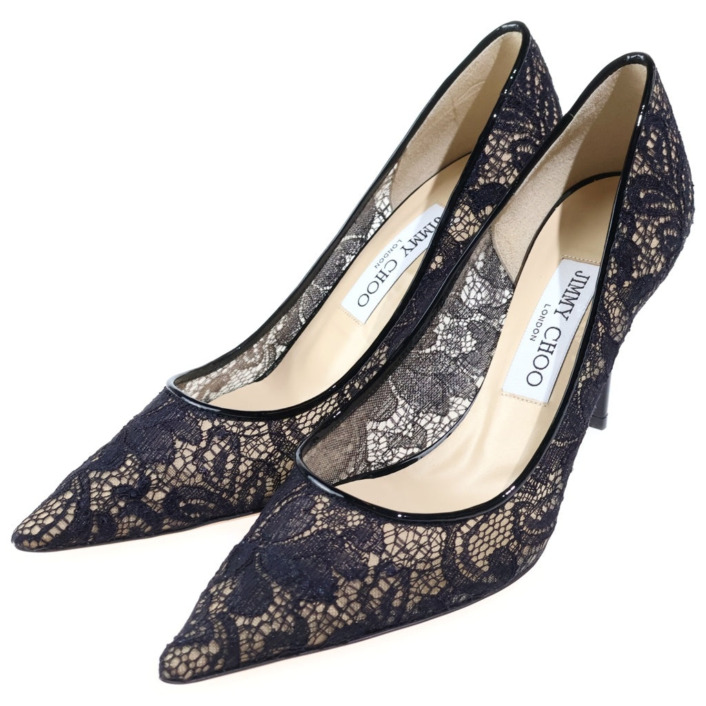 JIMMY CHOO(ジミーチュウ) AGNES レース ヒールパンプス レディース ブラック J00011712337