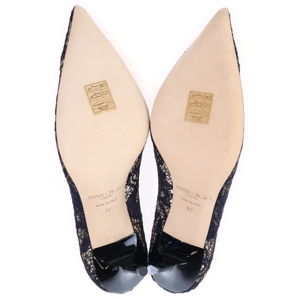 JIMMY CHOO(ジミーチュウ) AGNES レース ヒールパンプス レディース ブラック J00011712337