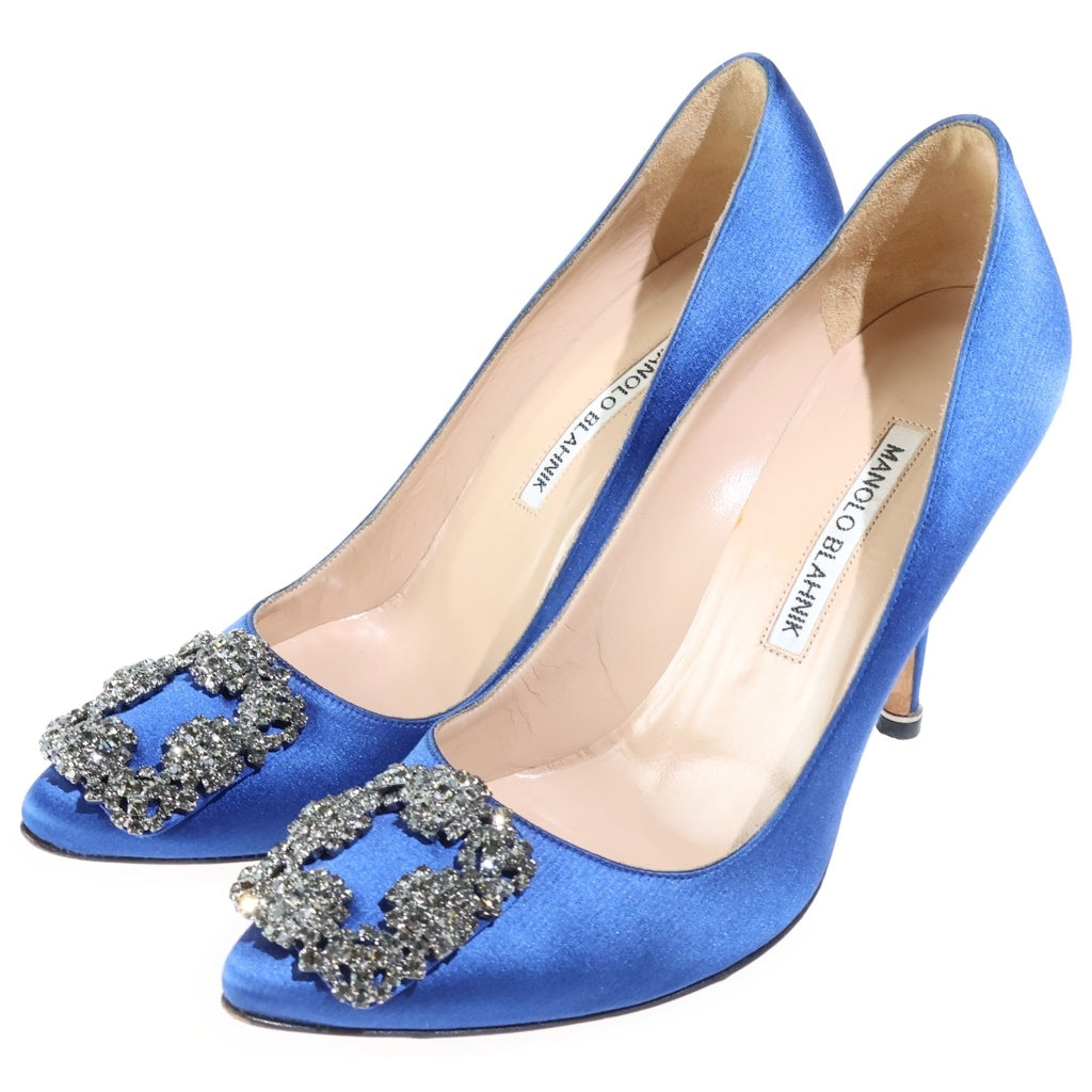 MANOLO BLAHNIK(マノロブラニク) Hangishi ハンギシ ビジューバックル ヒールパンプス レディース ブルー