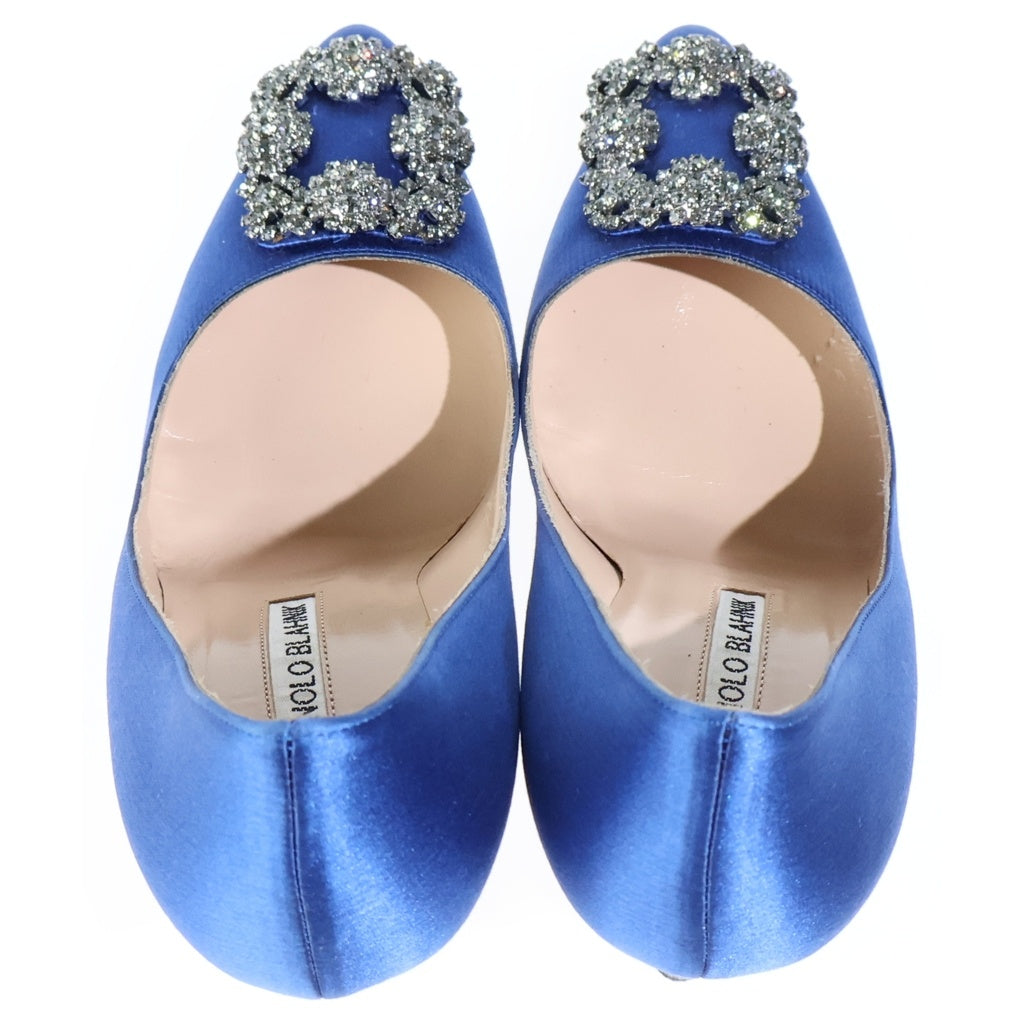 MANOLO BLAHNIK(マノロブラニク) Hangishi ハンギシ ビジューバックル ヒールパンプス レディース ブルー