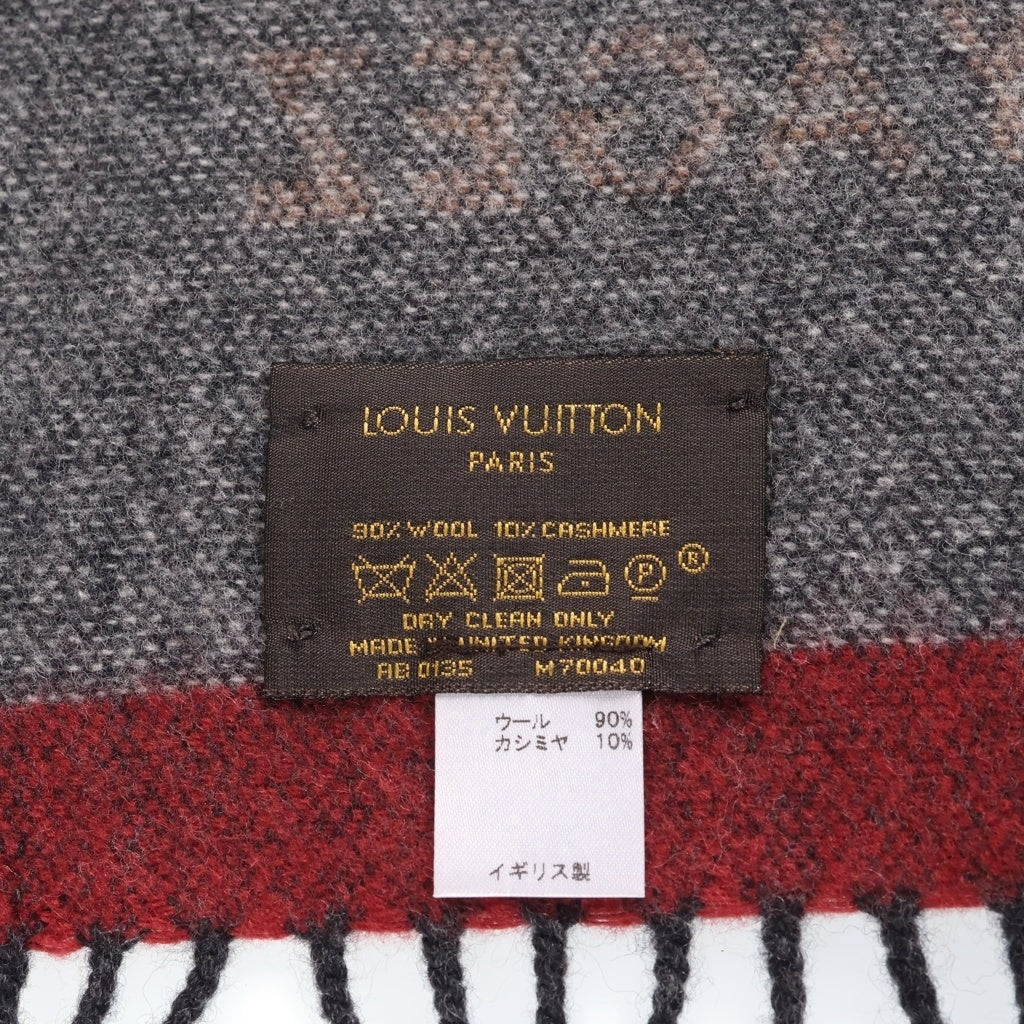 LOUIS VUITTON(ルイヴィトン) エシャルプ LVスティッカー 総柄 カシミヤ混 ウールマフラー ブラウン M70040 レディース