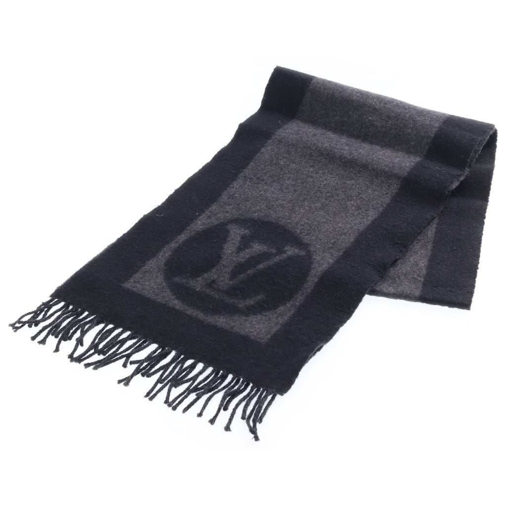 LOUIS VUITTON(ルイヴィトン) LVロゴ ウールマフラー ブラック/グレー 401486 レディース