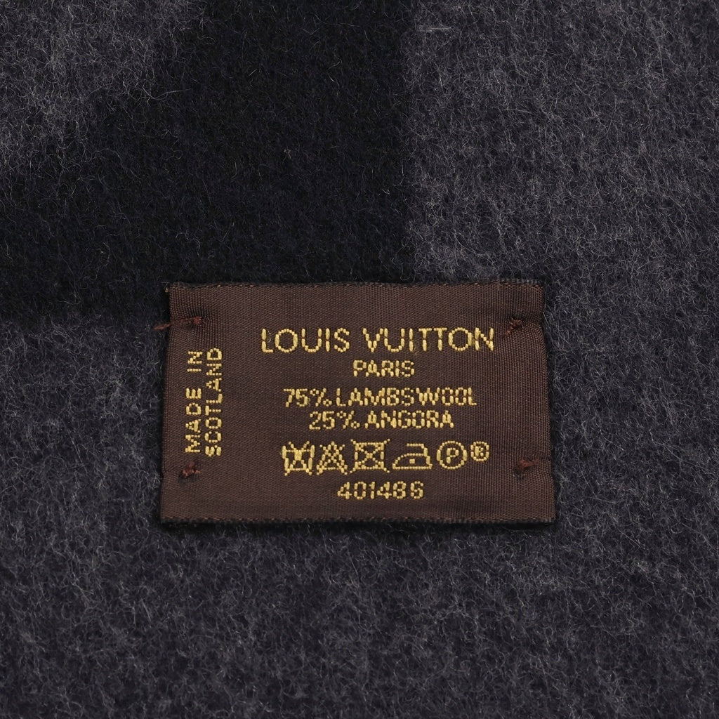 LOUIS VUITTON(ルイヴィトン) LVロゴ ウールマフラー ブラック/グレー 401486 レディース