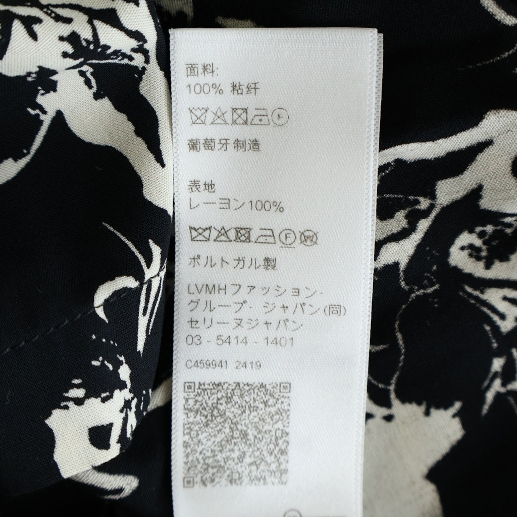CELINE(セリーヌ) フラワー総柄 ハワイアン オープンカラー 半袖シャツ ブラック/ホワイト 2C946837Y.38VA