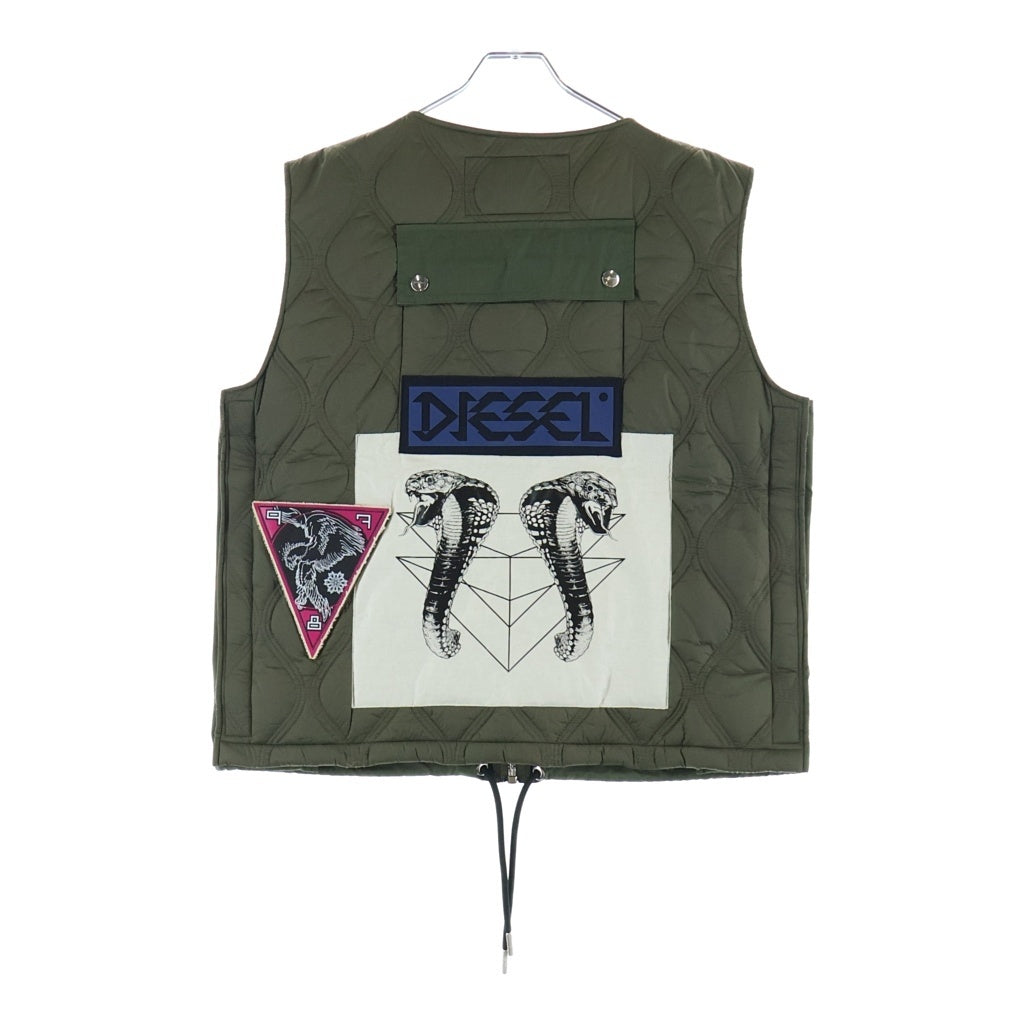 DIESEL(ディーゼル) Logo Patch Utility Vest ロゴパッチ キルティング ベスト カーキ