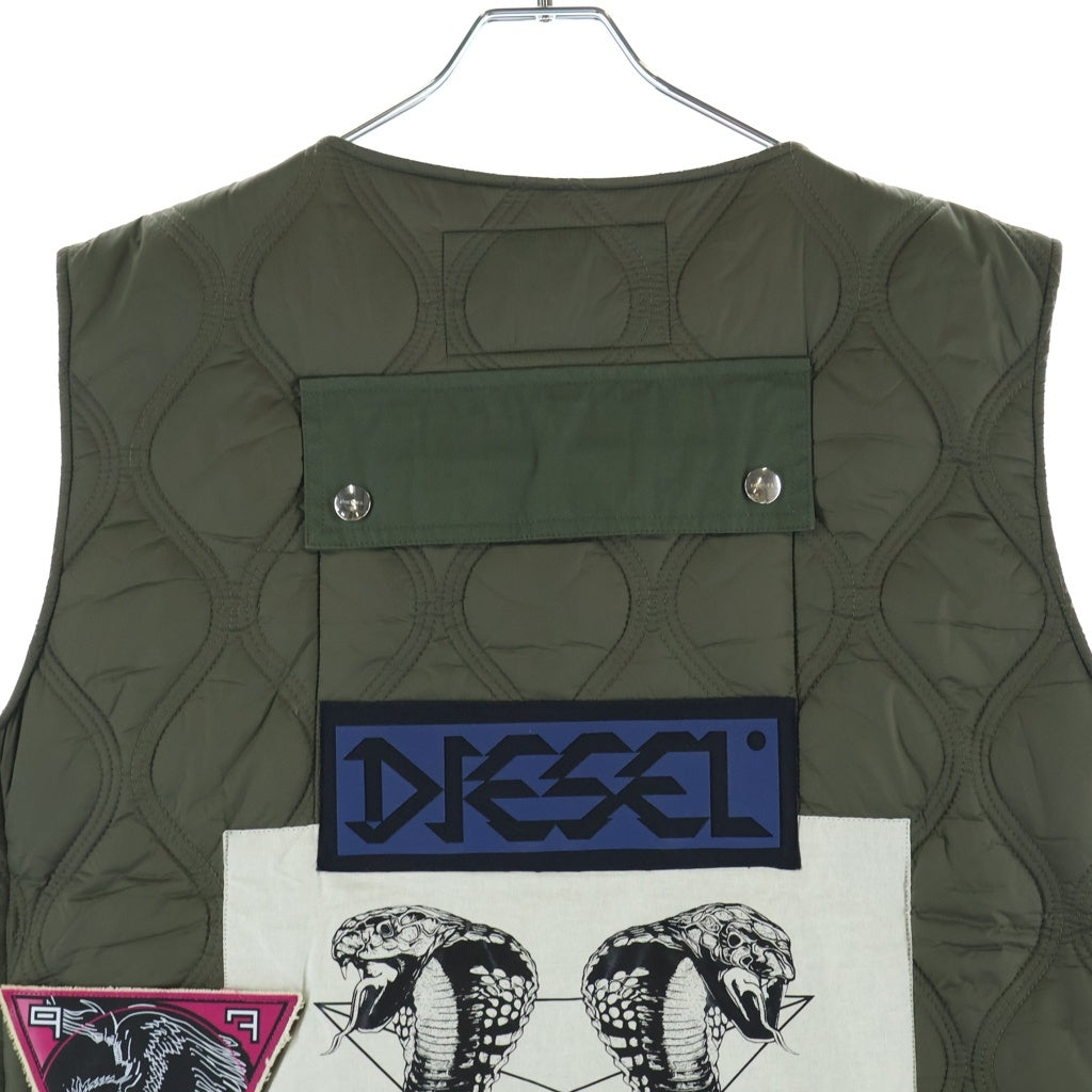 DIESEL(ディーゼル) Logo Patch Utility Vest ロゴパッチ キルティング ベスト カーキ