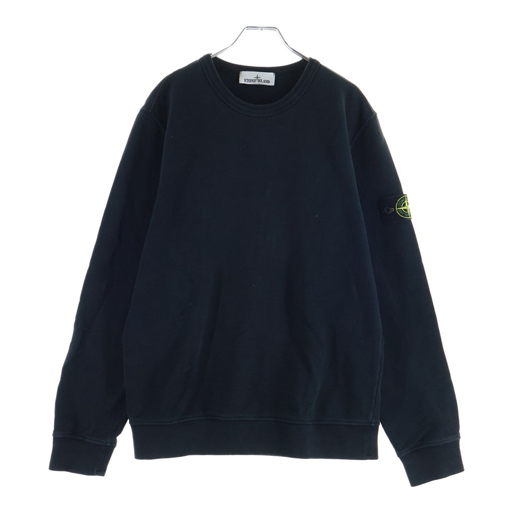 STONE ISLAND(ストーンアイランド) ショルダーワッペンロゴ 裏起毛 クルーネック長袖スウェットトレーナー ブラック 791562420
