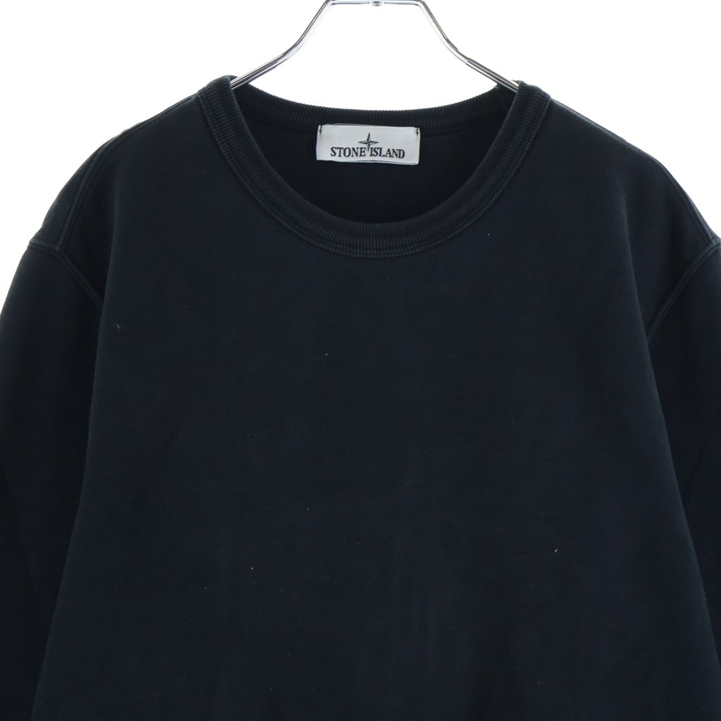 STONE ISLAND(ストーンアイランド) ショルダーワッペンロゴ 裏起毛 クルーネック長袖スウェットトレーナー ブラック 791562420