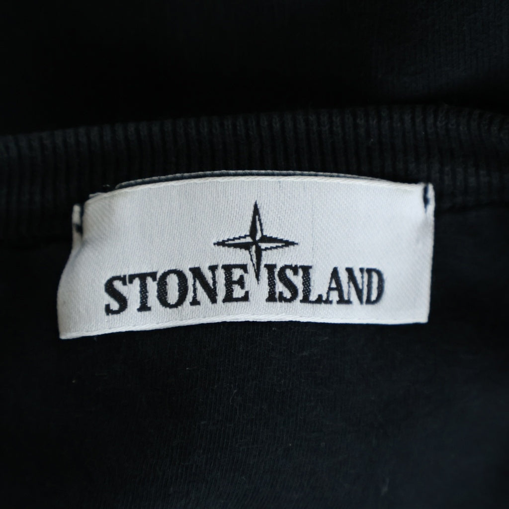 STONE ISLAND(ストーンアイランド) ショルダーワッペンロゴ 裏起毛 クルーネック長袖スウェットトレーナー ブラック 791562420