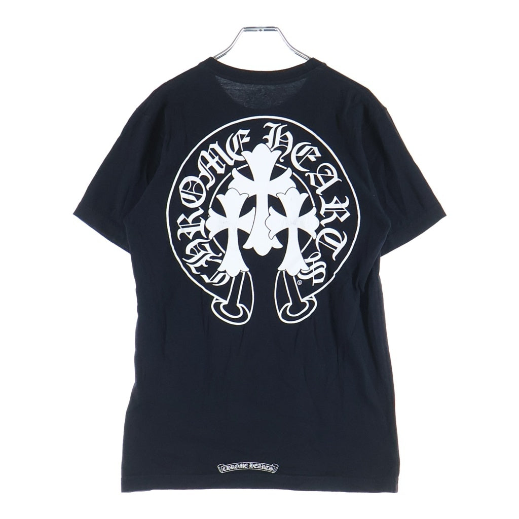 CHROME HEARTS(クロムハーツ) BACK 3 CRS HORSESHOE Tee バック3クロス ホースシュー クルーネック半袖Tシャツカットソー ブラック