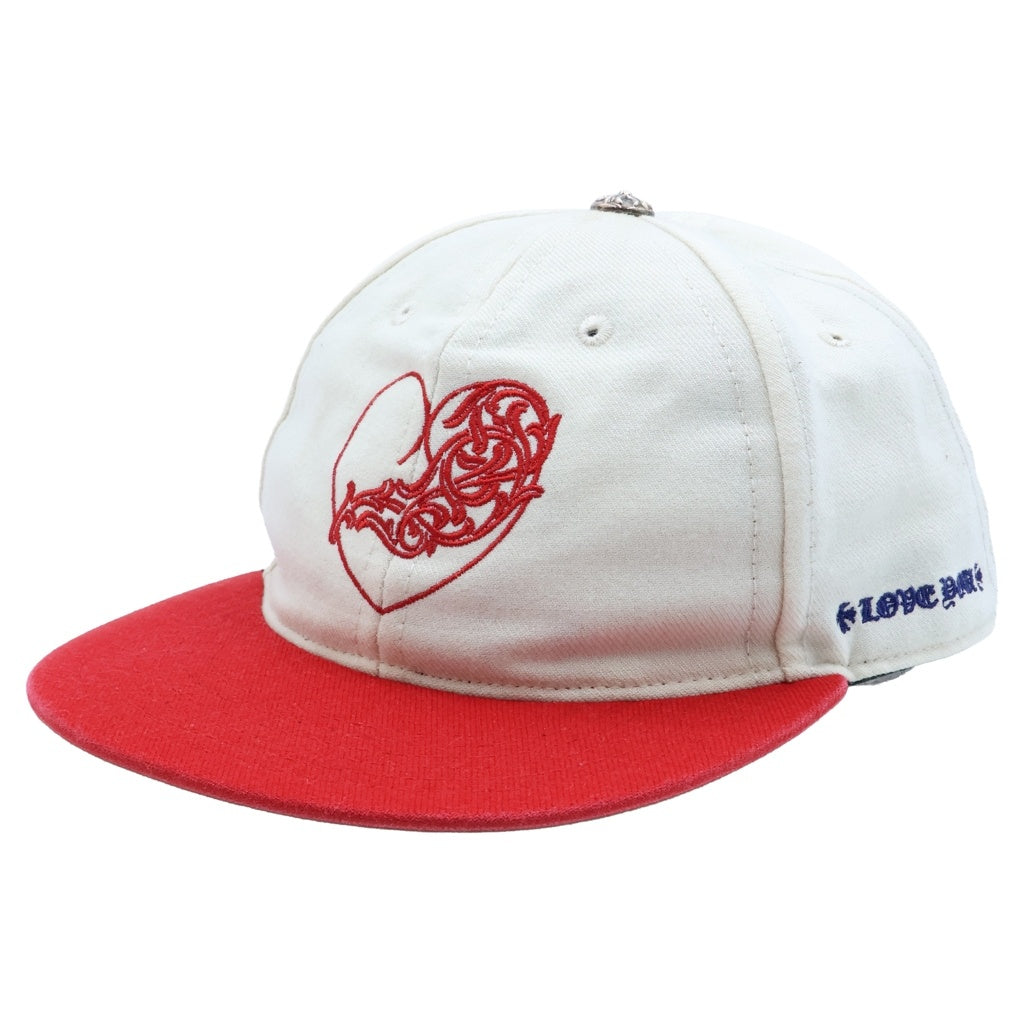 CHROME HEARTS(クロムハーツ) VINY HEART BASEBALL CAP ハート刺繍 クロスボール ベースボールキャップ レッド/ホワイト