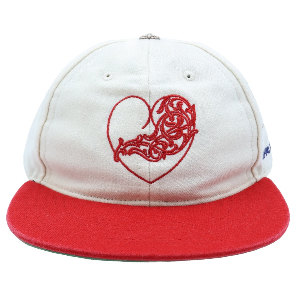 CHROME HEARTS(クロムハーツ) VINY HEART BASEBALL CAP ハート刺繍 クロスボール ベースボールキャップ レッド/ホワイト